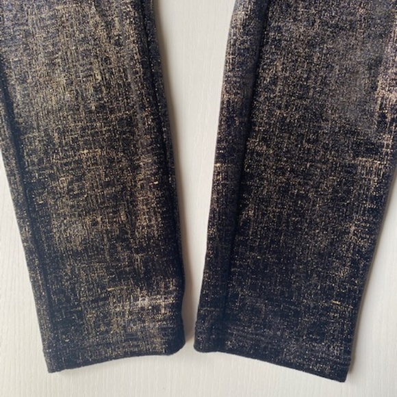 Spanx Black & Gold Shimmer Metallic Velvet Leggings NWOT Size XS - Picture 11 of 13